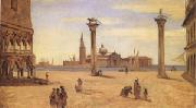 Jean Baptiste Camille  Corot Venice,the Piazzetta,August-September (mk05) Sweden oil painting reproduction
